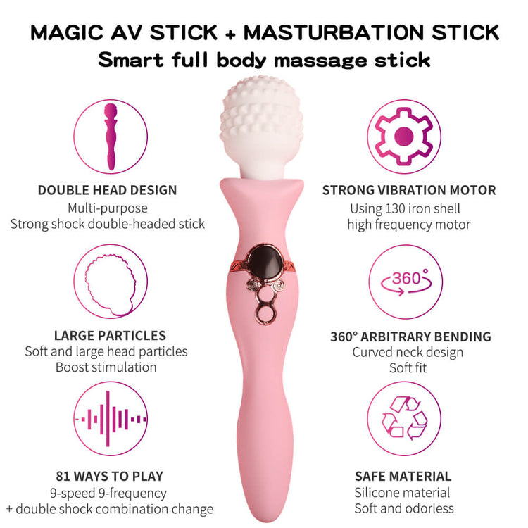 Charm double-ended vibrator with textured massage head and flexible neck