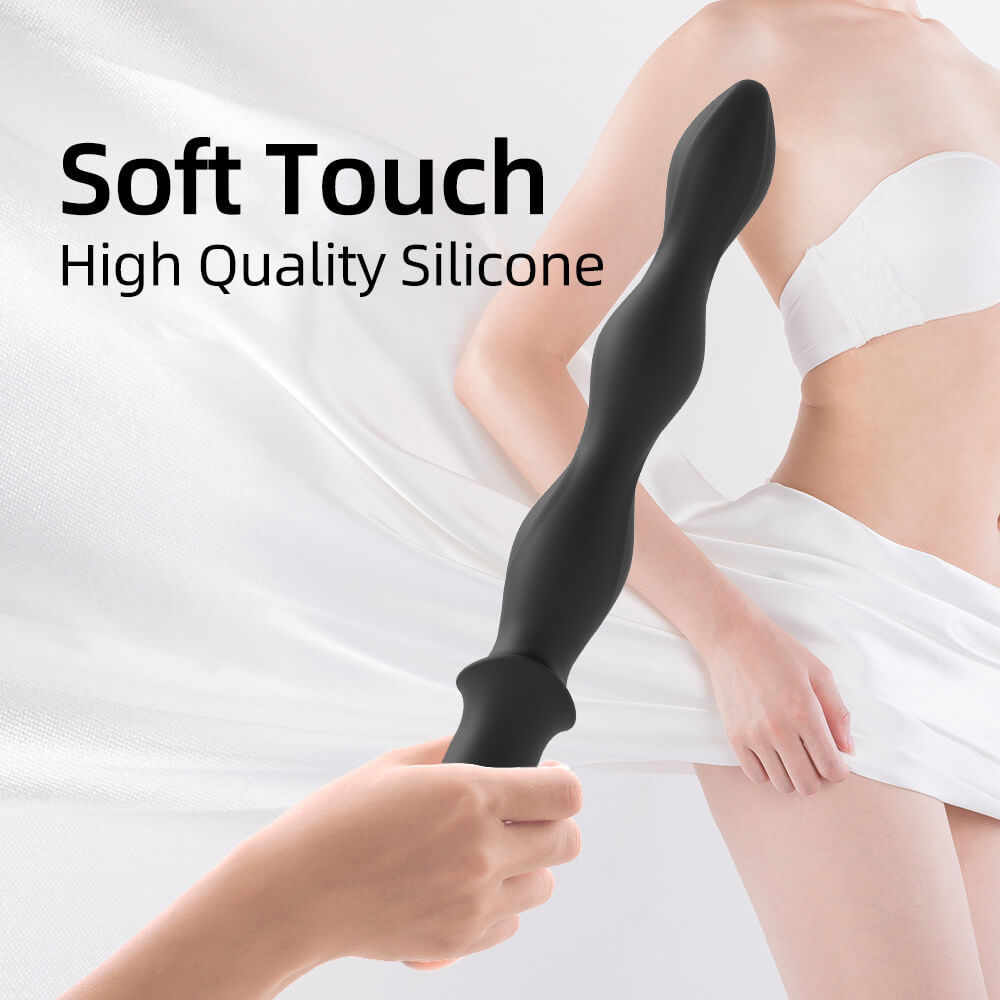 Black Dagger-3 flexible silicone anal beads with three progressively sized sections