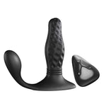 Black Diamond Drill thrusting prostate massager with textured shaft, flexible outer arm and wireless remote