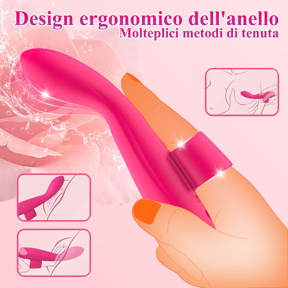 Elva ergonomic finger-ring vibrator shown with multiple grip positions