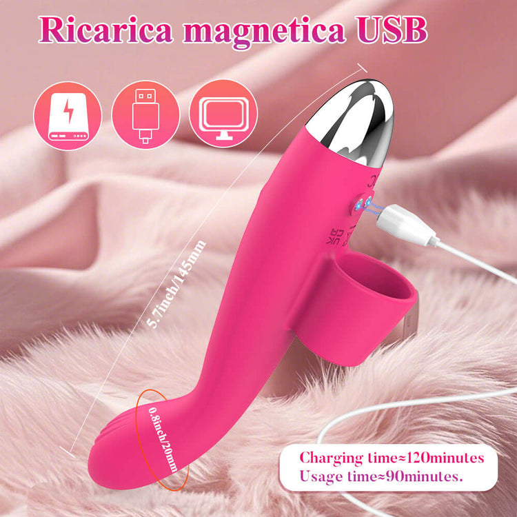Elva finger vibrator with magnetic USB charging and 145 mm length guide