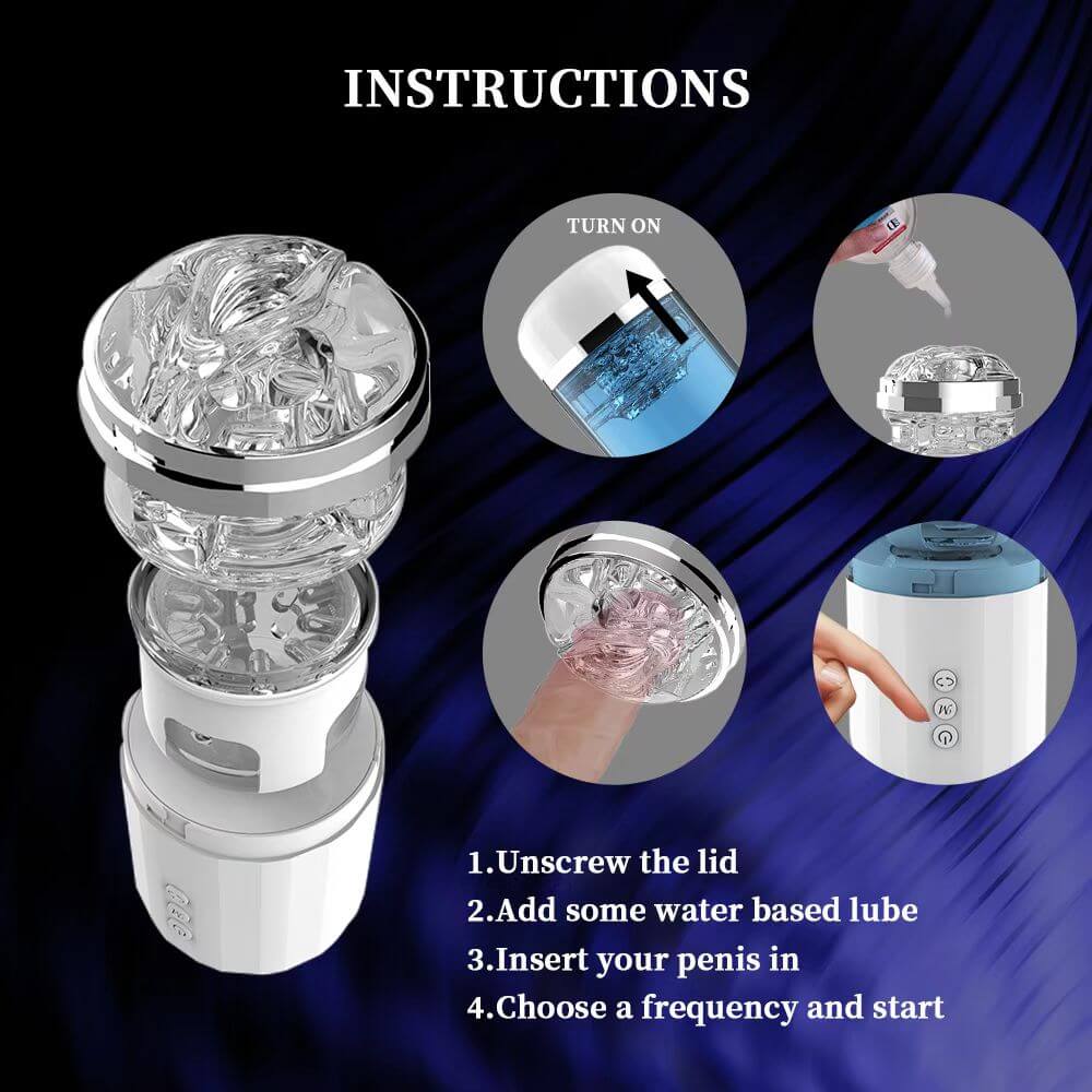 Instructions for lubricating and operating the Gleam automatic masturbator