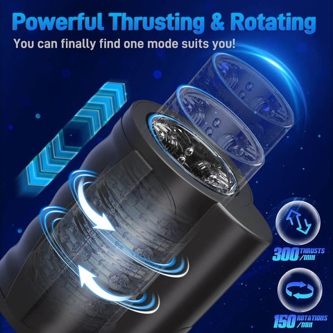 Gravel automatic male masturbator with rotating and thrusting sleeve
