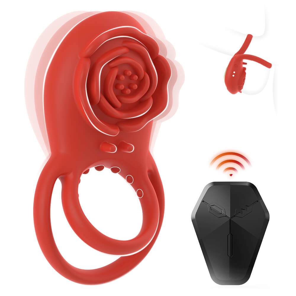 Lovetremor Jewel couples remote-controlled rose vibrating cock ring