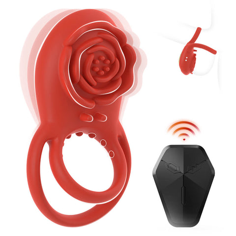 jewel-couples-remote-controlled-rose-cock-ring-red