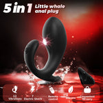 Little Whale anal vibrator showing 12 vibration patterns, 7 microcurrent levels and remote control