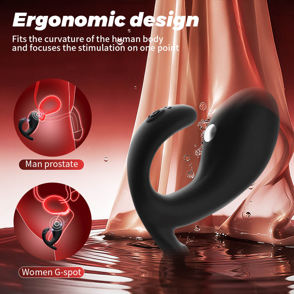 Little Whale curved anal vibrator showing internal and external contact areas