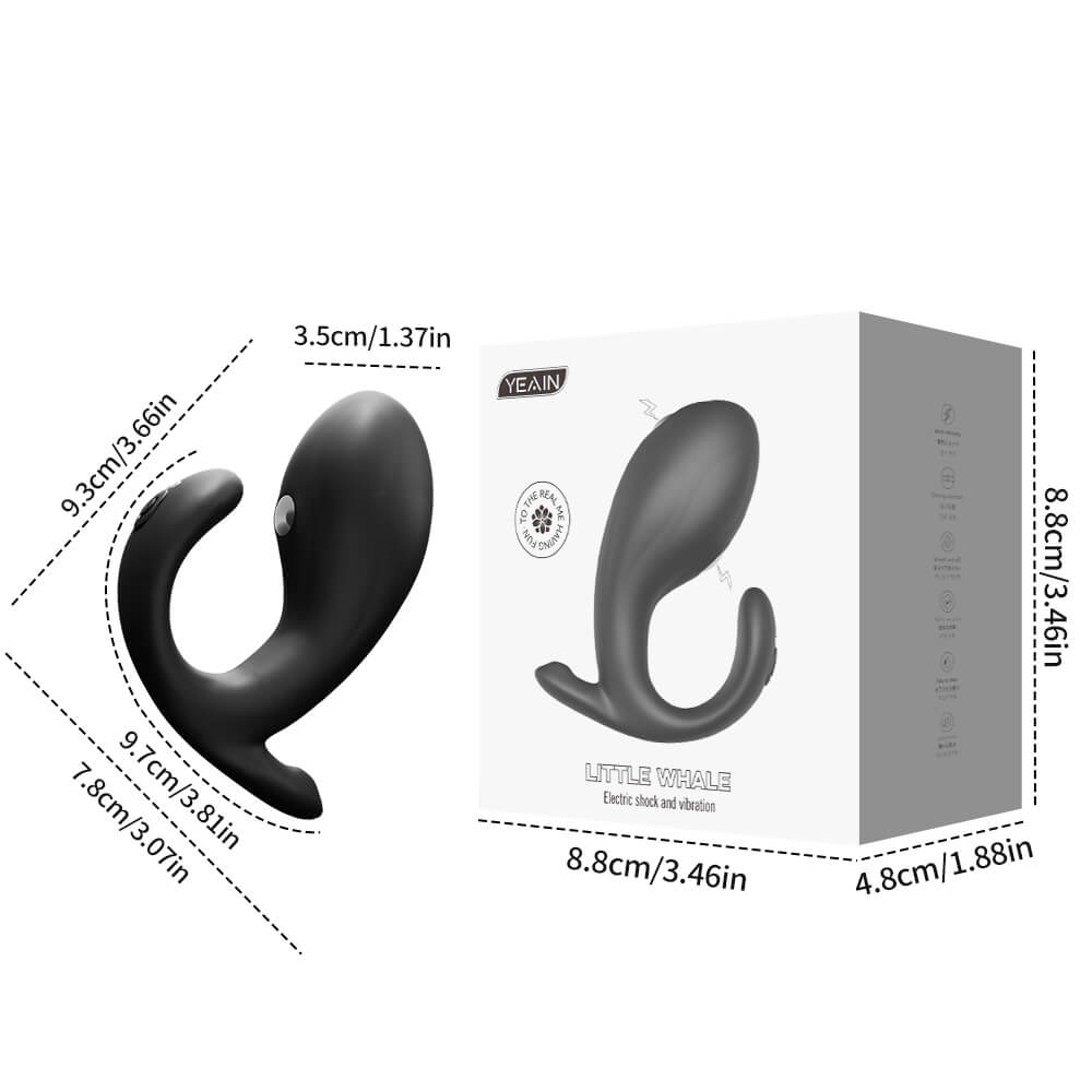 Little Whale prostate vibrator dimensions with 93 mm height and 35 mm maximum head width