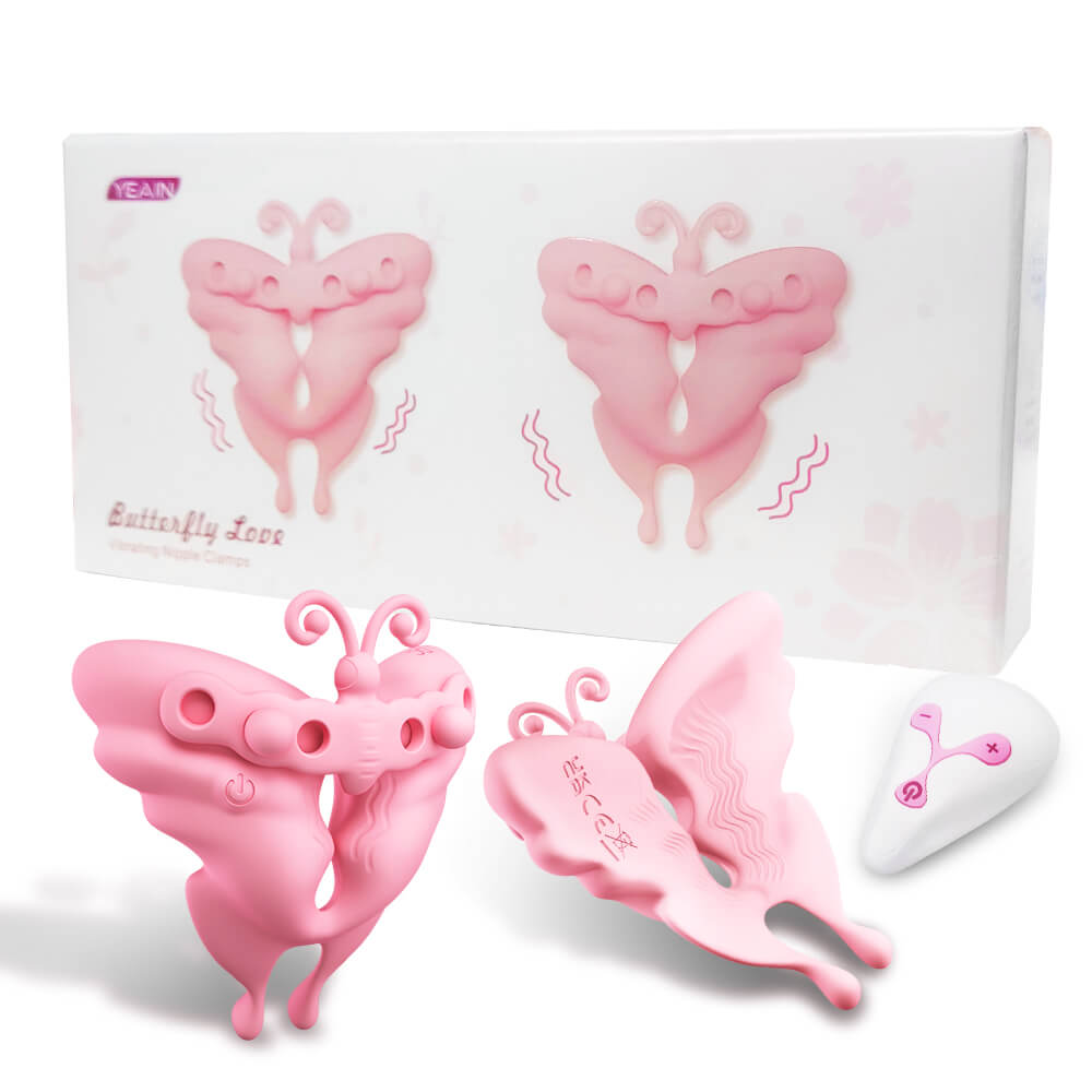 Lumira adjustable vibrating nipple clamps in a butterfly design