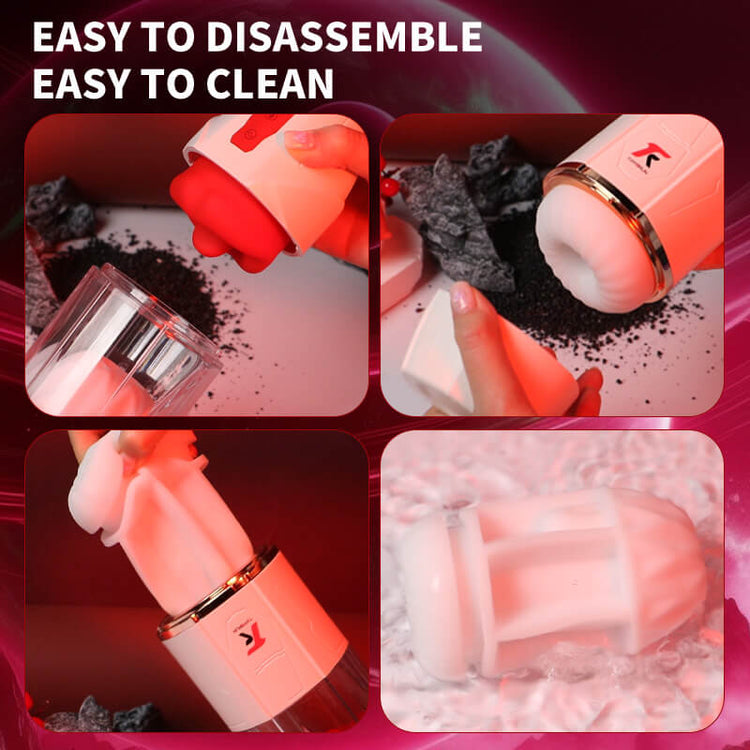 Removable parts of the Magic Tongue blowjob toy for easier cleaning