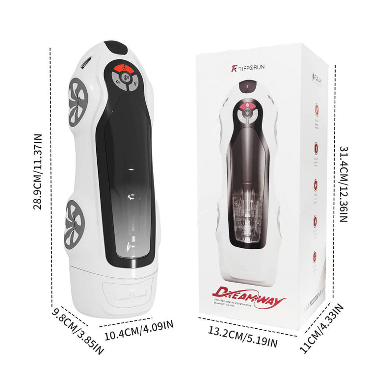 Martin male masturbator and package dimensions in centimeters and inches