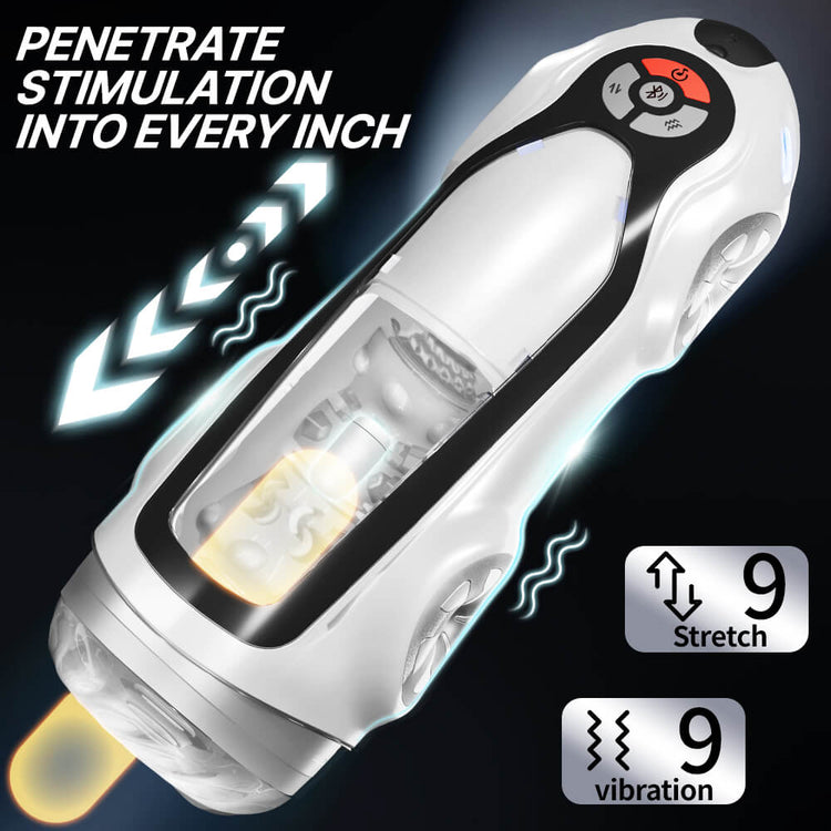 Martin transparent male masturbator with 9 thrusting speeds and 9 vibration modes