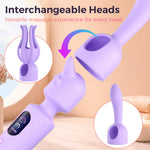 Mira wand vibrator with interchangeable multi-finger and finger-style massage heads