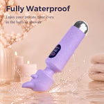 Waterproof rechargeable Mira wand vibrator with interchangeable massage head