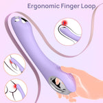 Nini vibrator with ergonomic finger-loop handle held in one hand