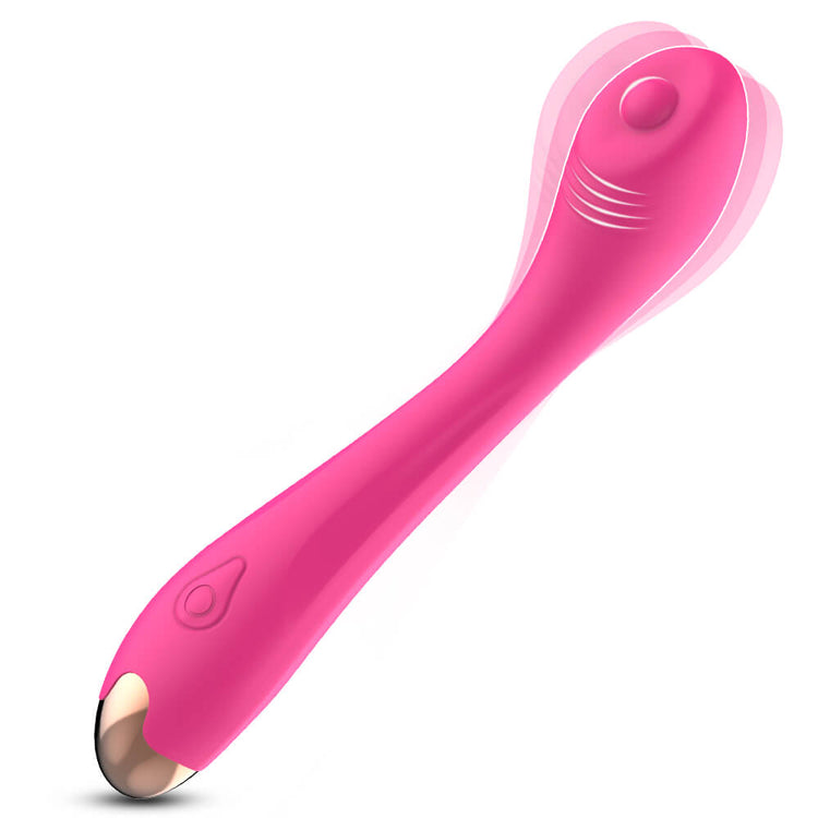 Pink Pure thumb-shaped G spot vibrator with flexible curved body and single-button control