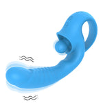 Blue Scarlet G-spot and clit vibrator with curved internal arm and external stimulation head