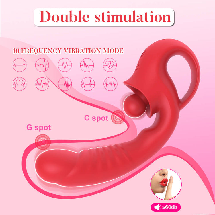 Scarlet dual stimulation vibrator targeting the G-spot and clitoris with 10 vibration modes