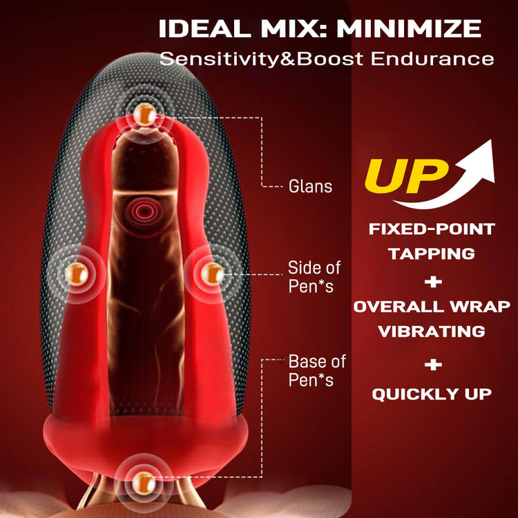 Seabull textured sleeve with targeted tapping and surrounding vibration