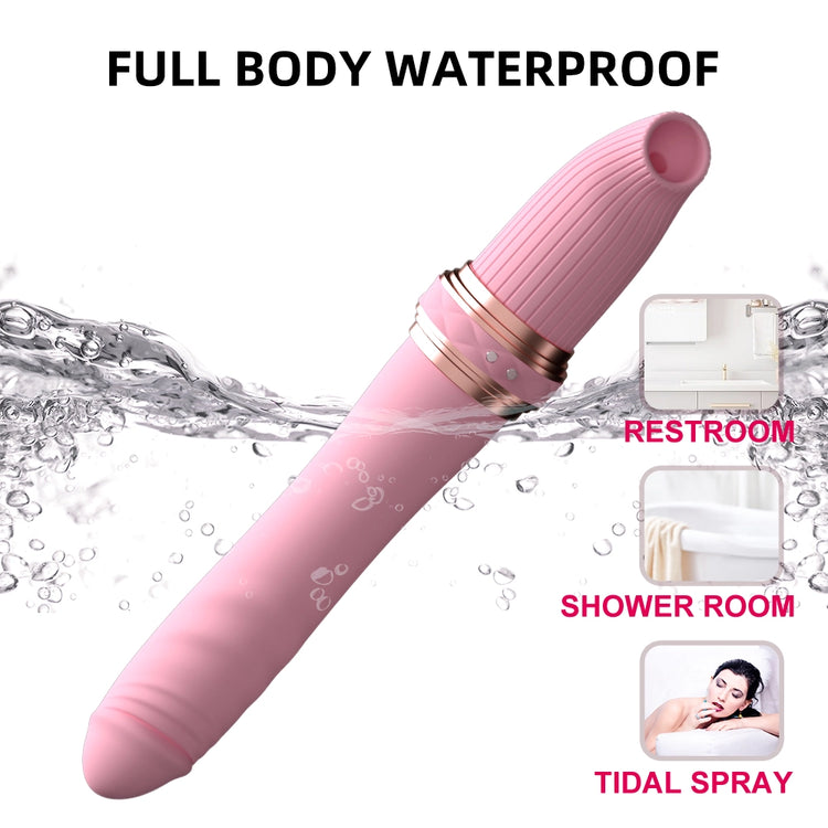 Seahorse suction and thrusting vibrator shown in water to illustrate IPX6 resistance