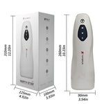 Sirius automatic male masturbator size guide with product dimensions and package measurements