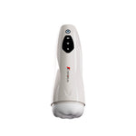 Sirius automatic male masturbator with white body, LCD control panel, and soft textured sleeve opening