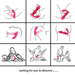 Illustrated solo and partnered positions for using the Spark anal vibrator