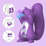 Squirluxe dual stimulator shown for clitoral suction and curved internal vibration