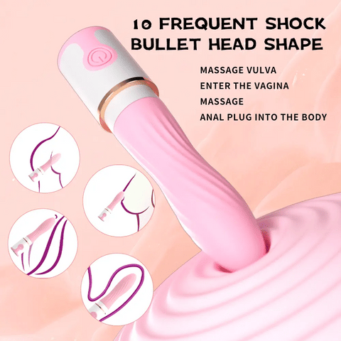 Stun Bomb pink bullet vibrator with a textured rounded tip and one-button handle