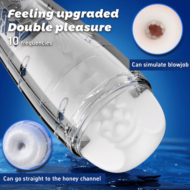 Surge automatic blowjob toy with 10 suction and 10 vibration modes