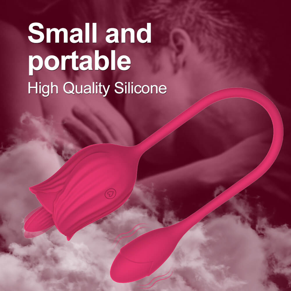 Compact Sylva rose vibrator with flexible connector and vibrating egg