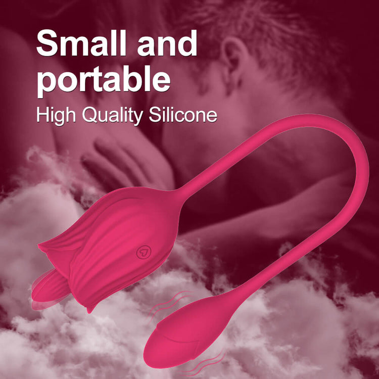 Compact Sylva rose vibrator with flexible connector and vibrating egg