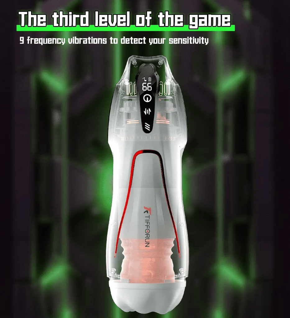 Titan automatic male masturbator controls and functions on a space-themed background
