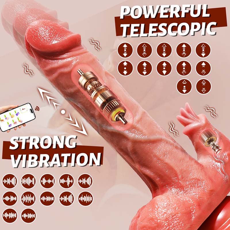 Automatic realistic dildo with 12 thrusting patterns and 12 vibration modes