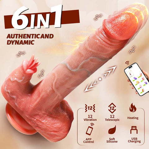 Triton realistic thrusting dildo with triple stimulation and suction cup base