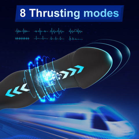 Black Vibe thrusting prostate massager with vibrating cock ring and wireless remote