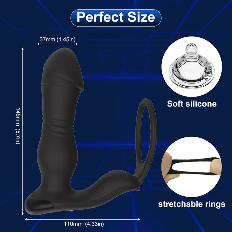 Vibe prostate massager dimensions with 145 mm height and 37 mm head width