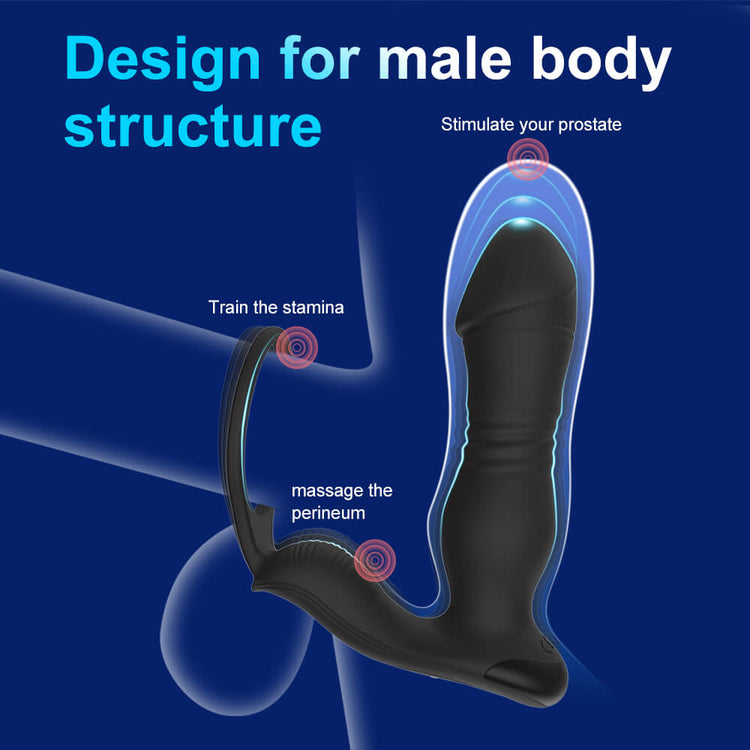 Diagram showing Vibe contact points for the prostate, perineum and penis