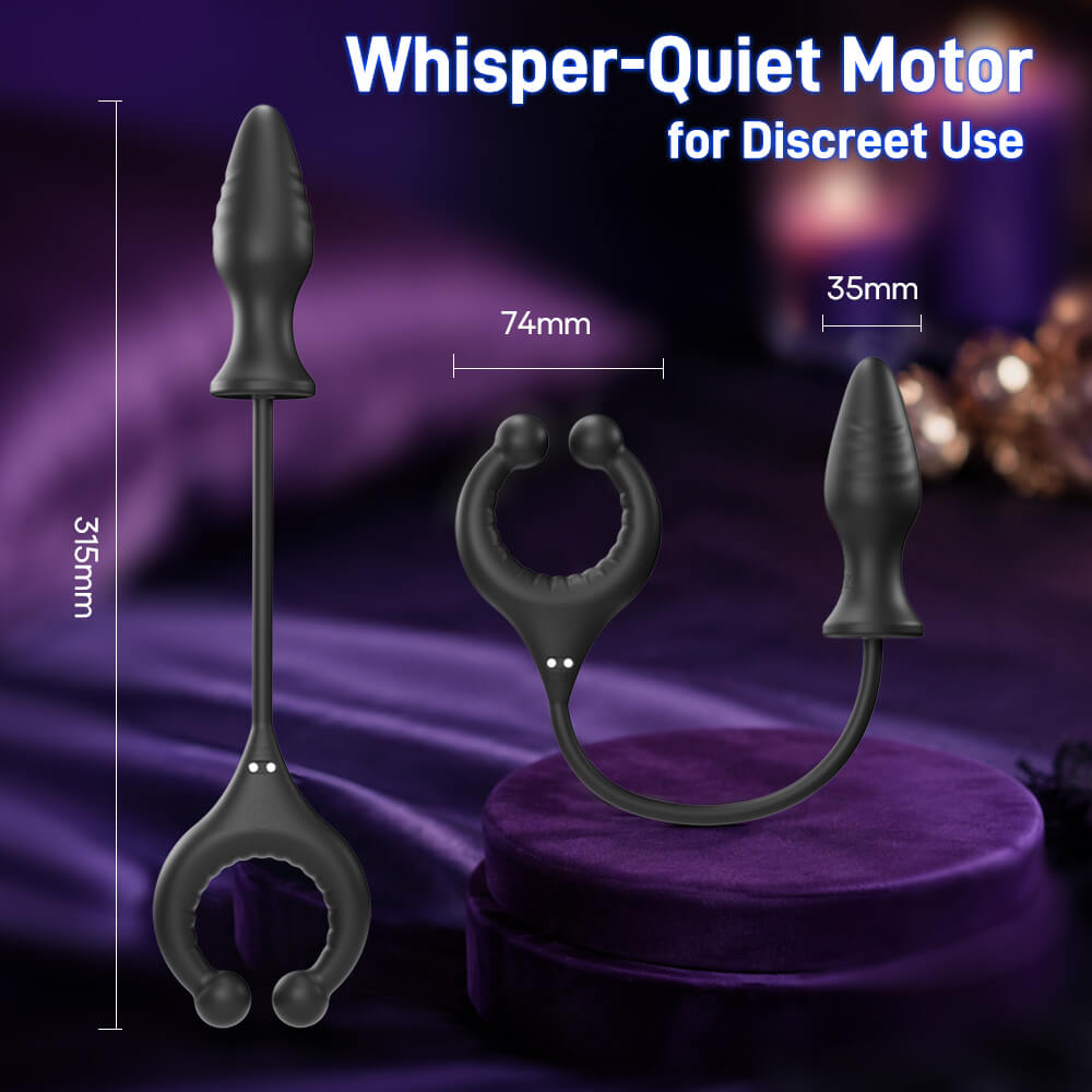 Vortex vibrating cock ring and anal plug dimensions with 74 mm insertable plug