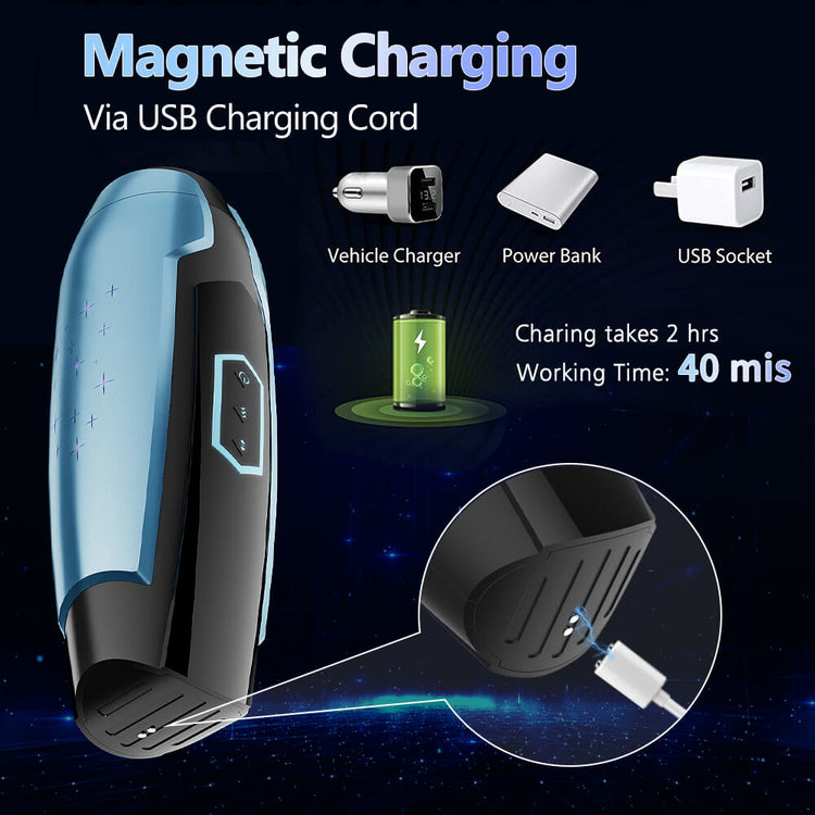 Warrior magnetic USB charging connection and 40-minute runtime
