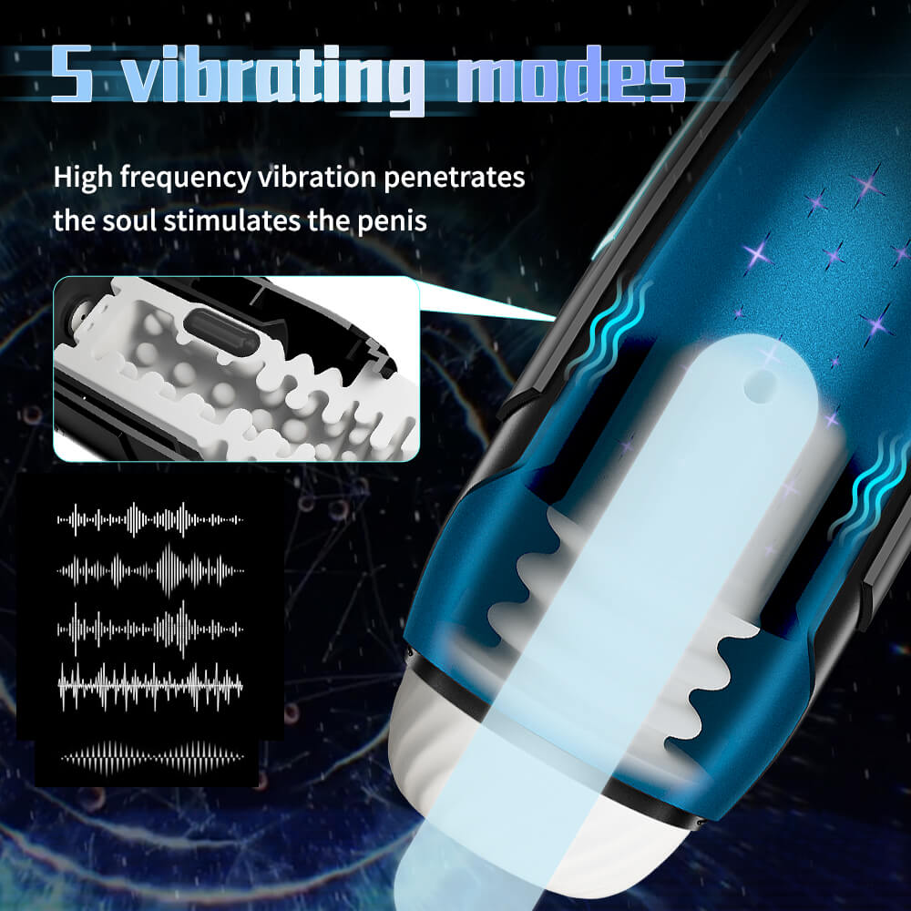 Warrior male vibrator with 5 modes and textured internal sleeve