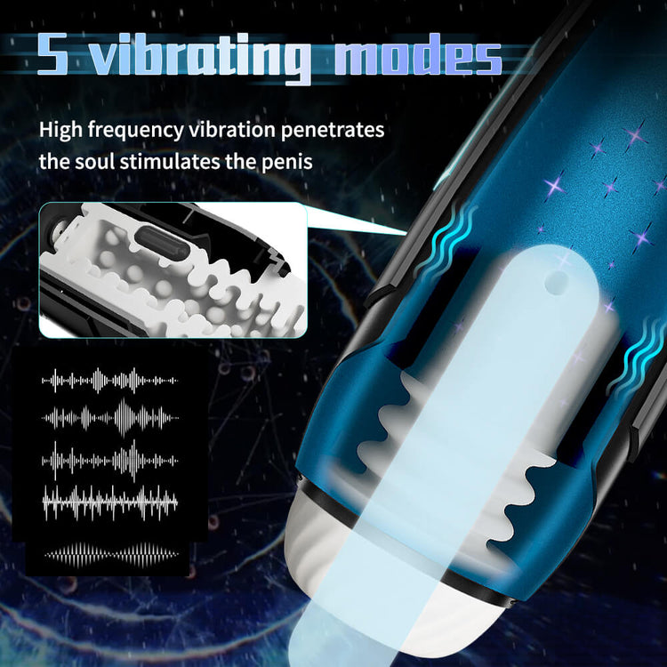 Warrior male vibrator with 5 modes and textured internal sleeve