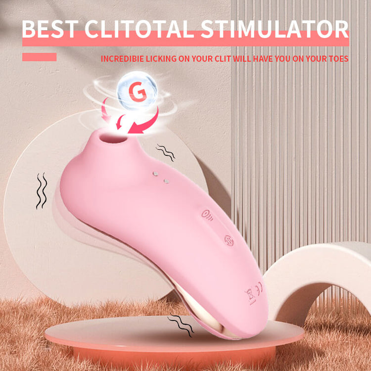 Compact Wolfdog clitoral licking vibrator with curved handheld design