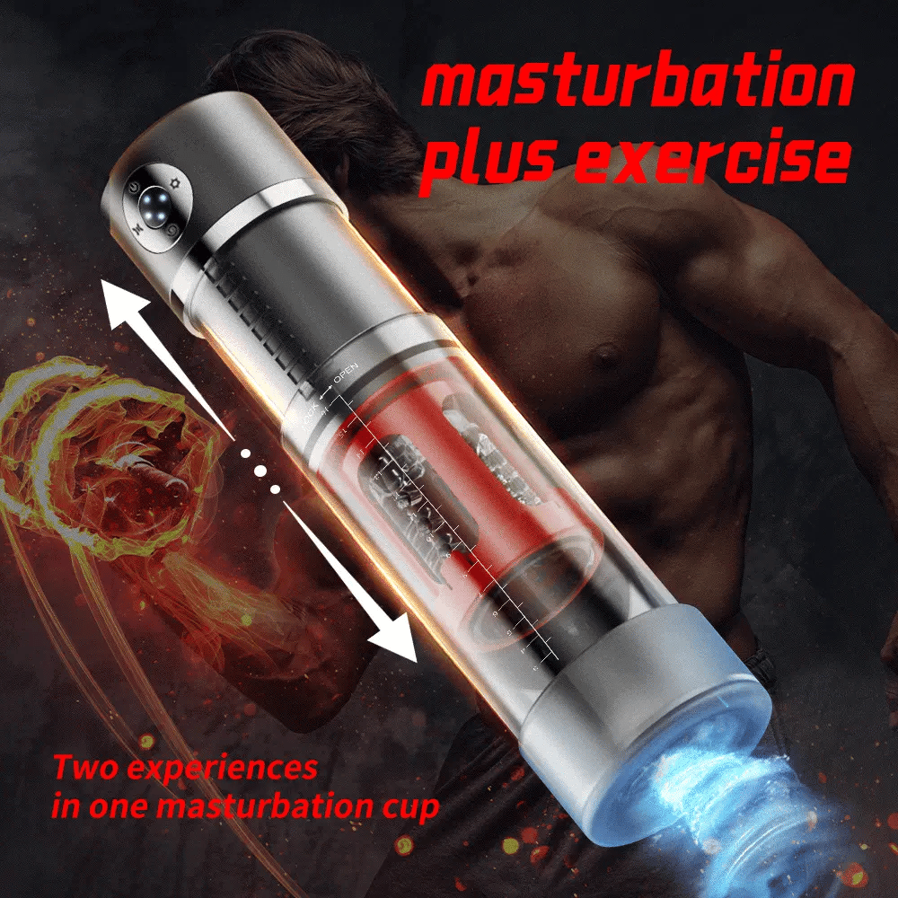 Zenith rotating male masturbator with telescopic motion and suction