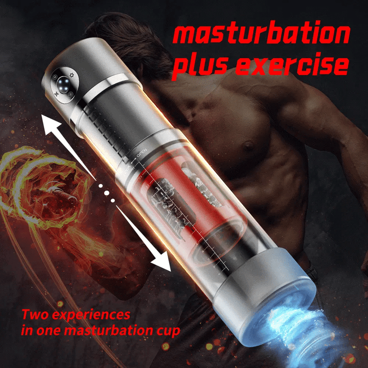 Zenith rotating male masturbator with telescopic motion and suction